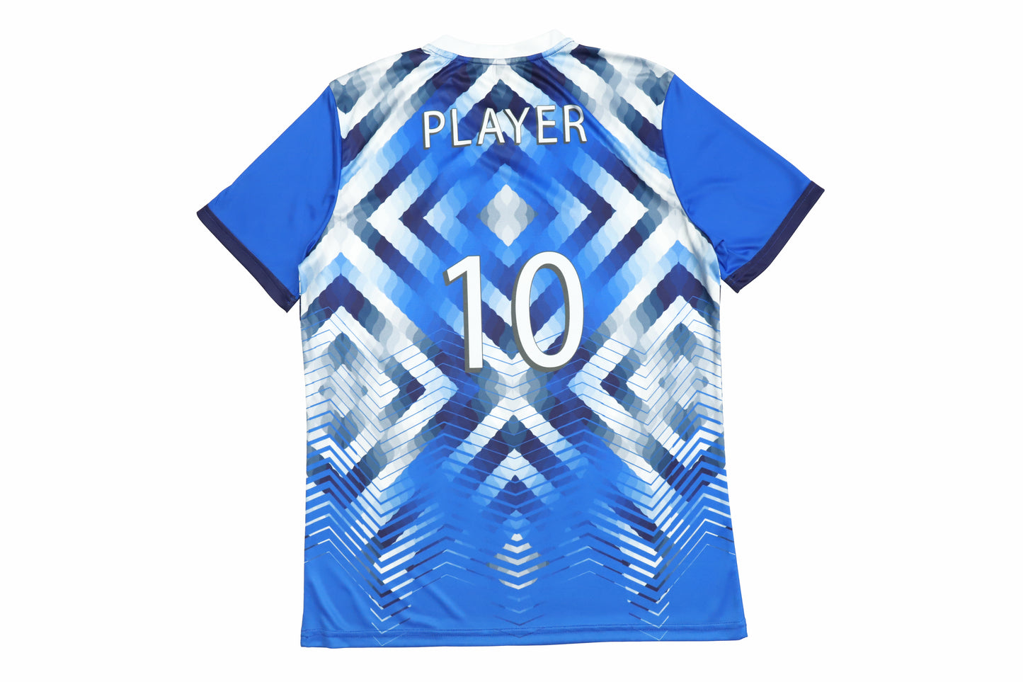 Custom Blue Geometric Soccer Jersey – Team Logo Football Uniforms